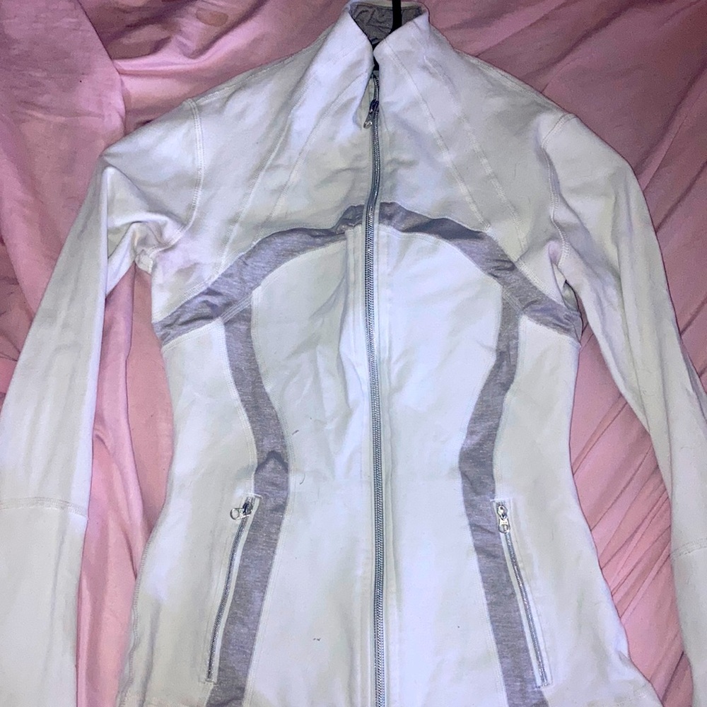 Lululemon white define jacket grey strip